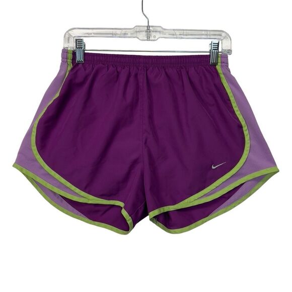 Purple green Nike Dri-Fit medium shorts embroidered swoosh - Picture 1 of 12